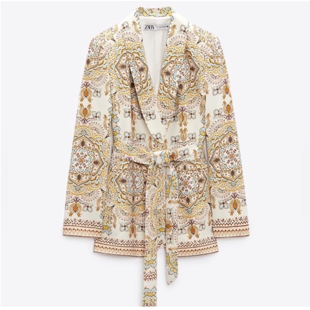 Zara Linen Blend Printed Blazer NWT Medium